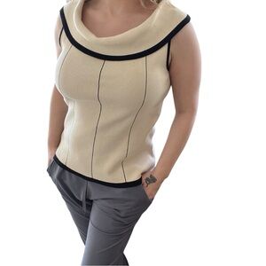 G Knit Wear Sleeveless Knit Top with Contrast Trim SZ S